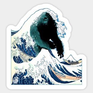 The Great Bigfoot Wave Sasquatch Classic Art Painting Ocean Sea Sticker